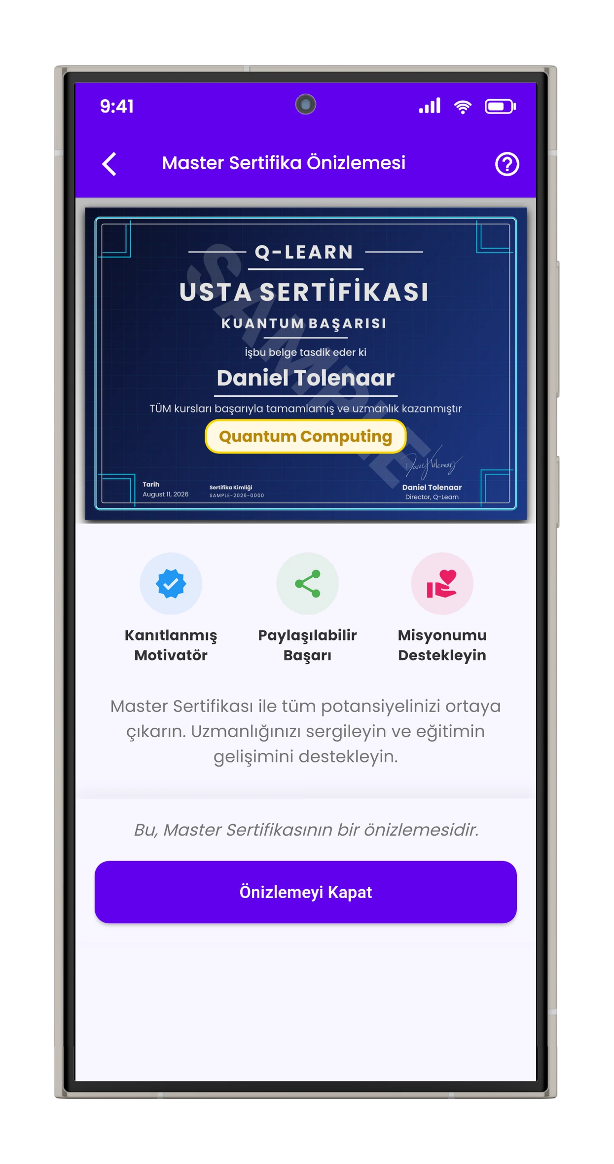 Master Sertifikası